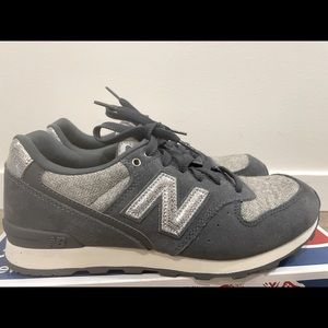 New Balance 696 for J. Crew Metallic, Suede and Herringbone Casual Sneaker